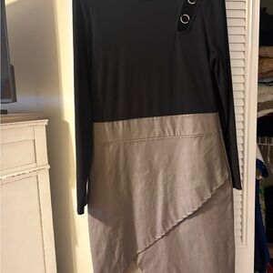 VENUS Black and Gray Asymmetrical Dress